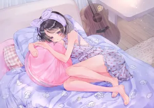 barefoot, bed, black hair #31